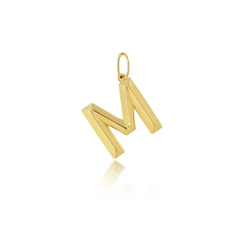 9ct Yellow Gold Initial Pendant M 13.5X13.7mm